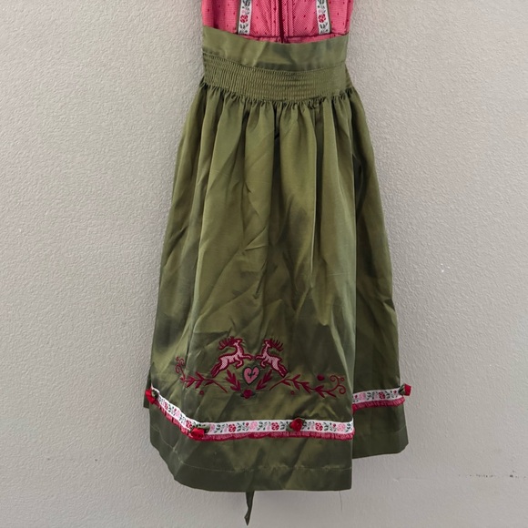 Krüger Dirndl Dress US XS EU 34 Red Green German Oktoberfest Alpine Trachten - Picture 7 of 12
